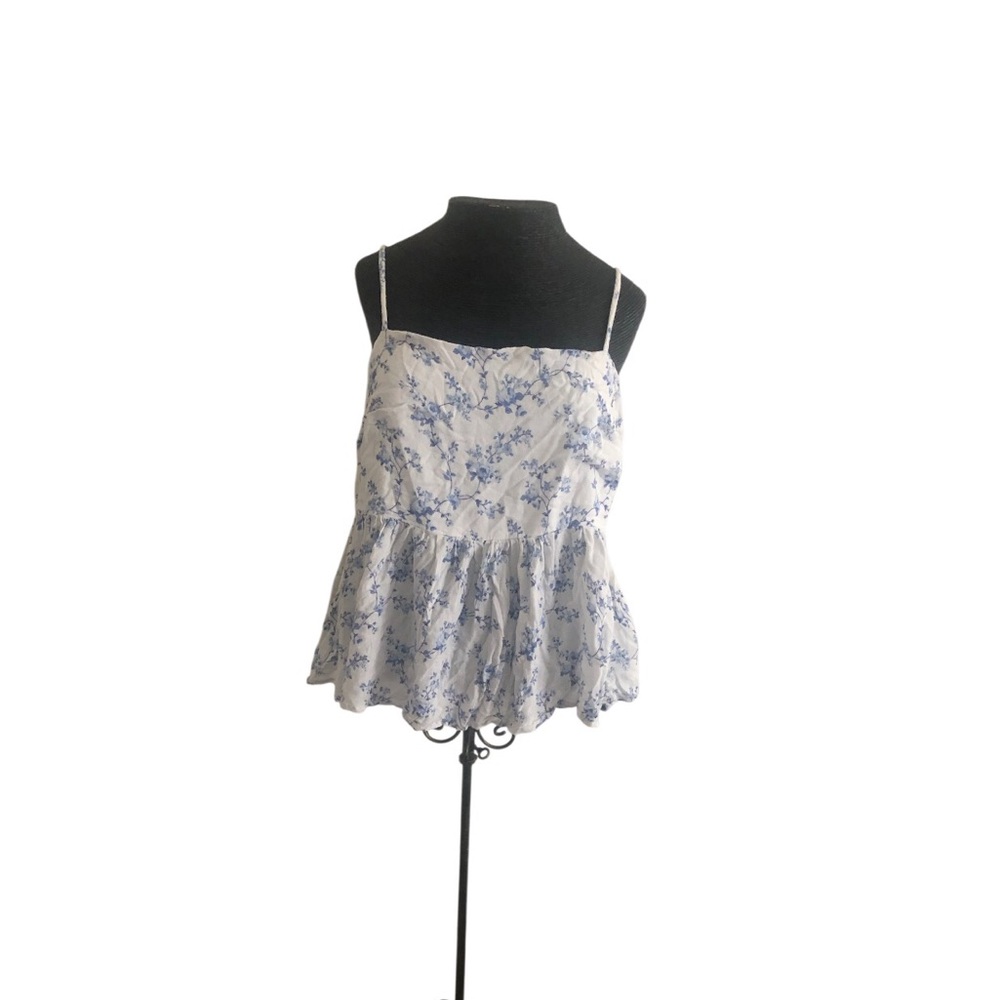 Forever 21 White Camisole with Blue Floral Print